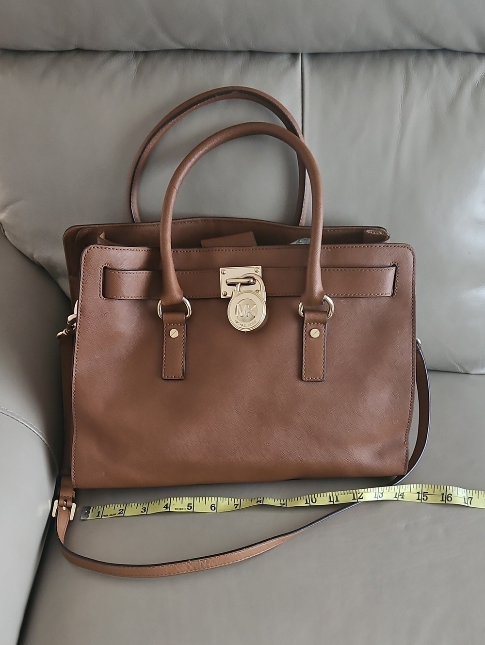 Michael Kors Chestnut Brown Leather Tote with Gold Hardware